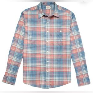 Faherty | Men’s Button Down Seaview Shirt Dusty Cedar Blue Red White Plaid Sz M‎